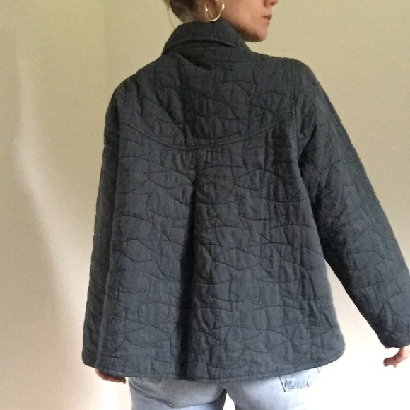 Quilted Cotton Trapeze A-Line Jacket Coat Size L - Picture 5 of 8